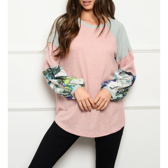 Pink Muave Color Contrast Long Sleeve Tunic Top Sizes Small, Medium, Large - Picture 5 of 8